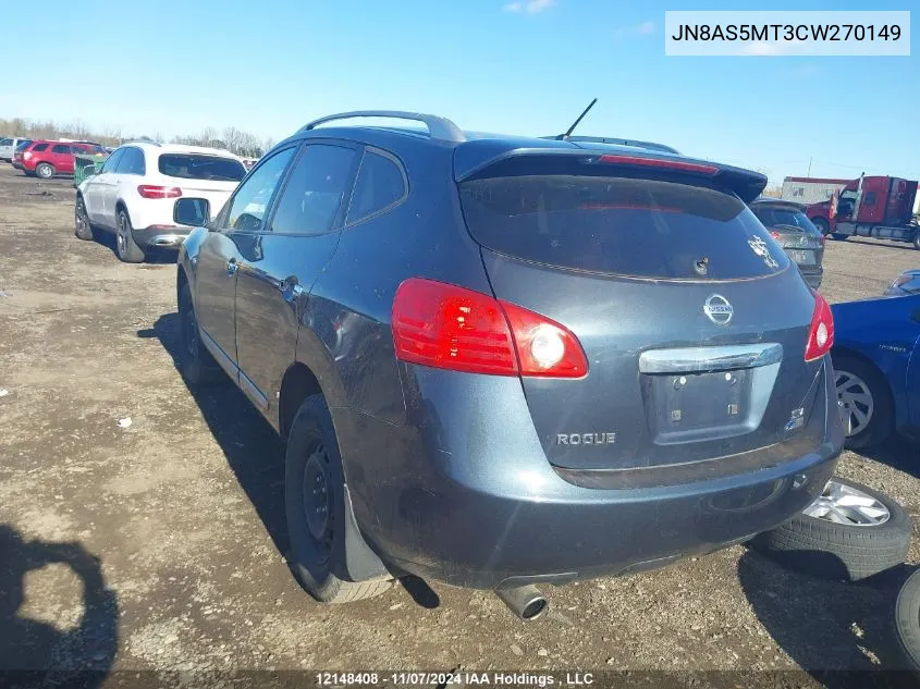 2012 Nissan Rogue VIN: JN8AS5MT3CW270149 Lot: 12148408