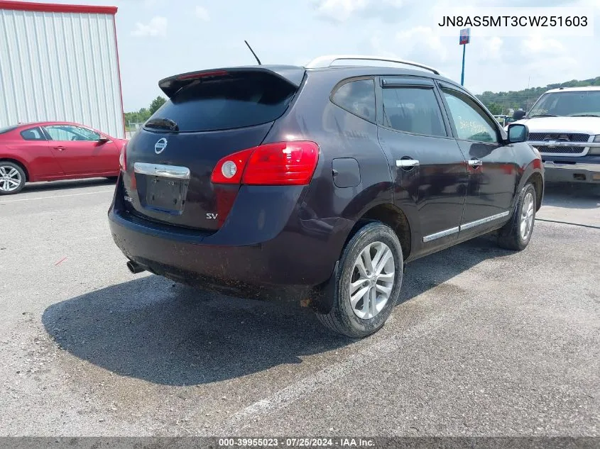 2012 Nissan Rogue Sv VIN: JN8AS5MT3CW251603 Lot: 39955023