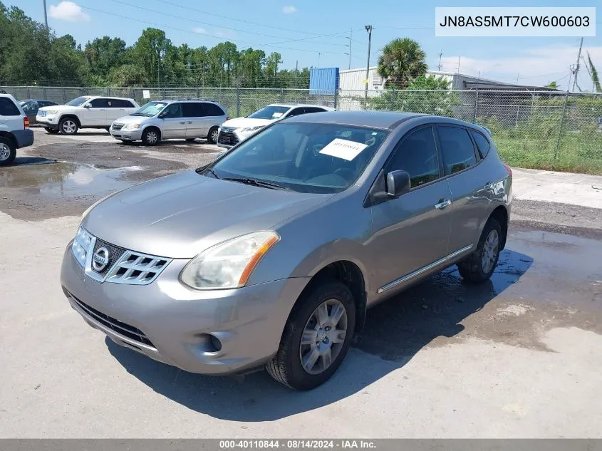 2012 Nissan Rogue S VIN: JN8AS5MT7CW600603 Lot: 40110844