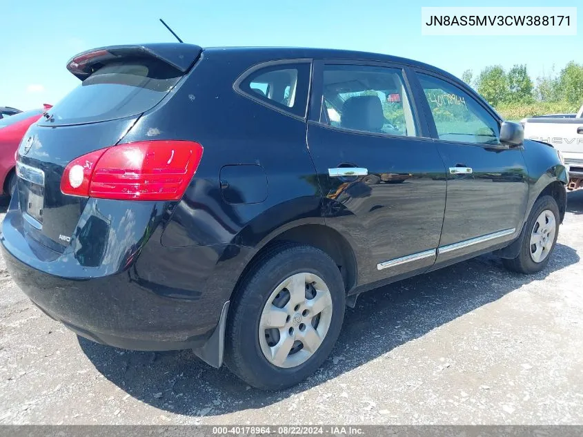 2012 Nissan Rogue S VIN: JN8AS5MV3CW388171 Lot: 40178964