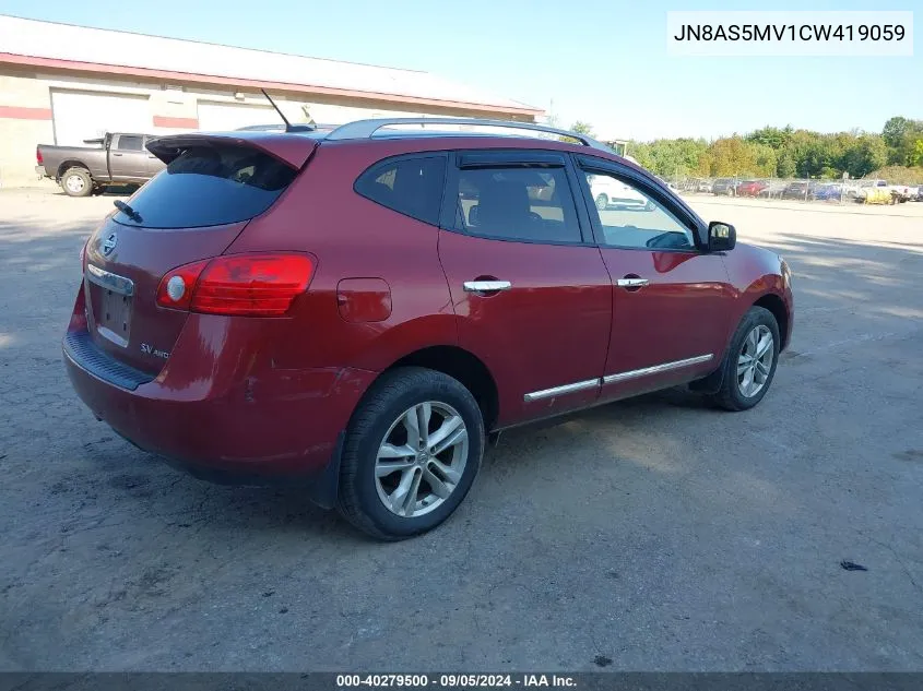 2012 Nissan Rogue Sv VIN: JN8AS5MV1CW419059 Lot: 40279500