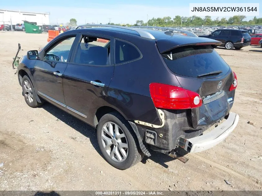 2012 Nissan Rogue Sv W/Sl Pkg VIN: JN8AS5MV2CW361544 Lot: 40281311