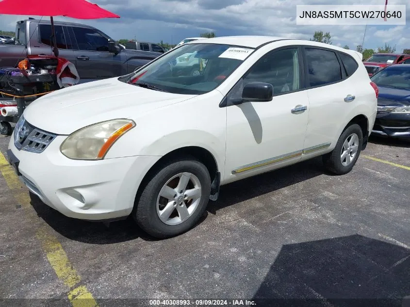 2012 Nissan Rogue S VIN: JN8AS5MT5CW270640 Lot: 40308993