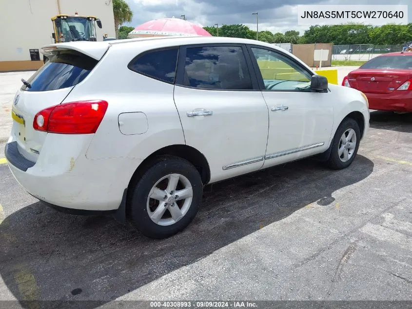 2012 Nissan Rogue S VIN: JN8AS5MT5CW270640 Lot: 40308993