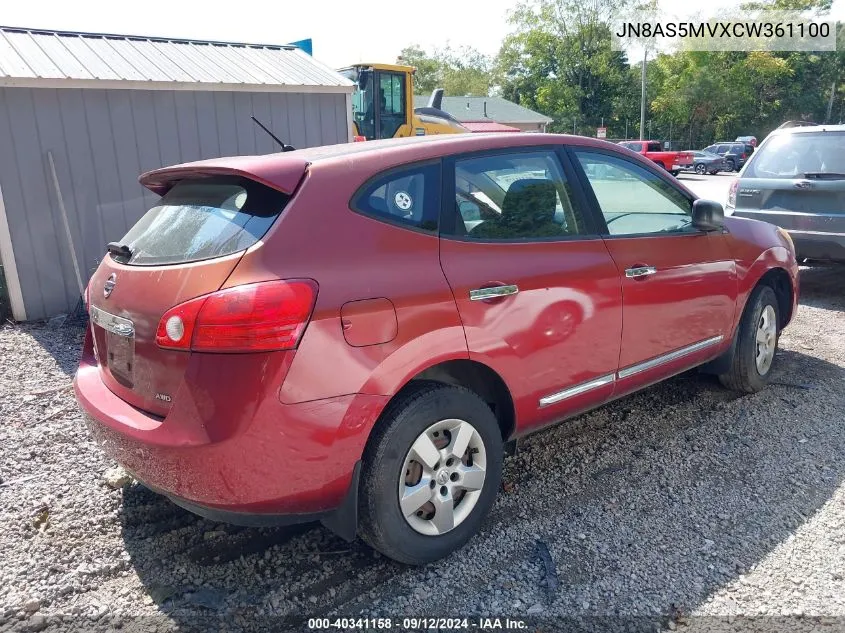 2012 Nissan Rogue S VIN: JN8AS5MVXCW361100 Lot: 40341158