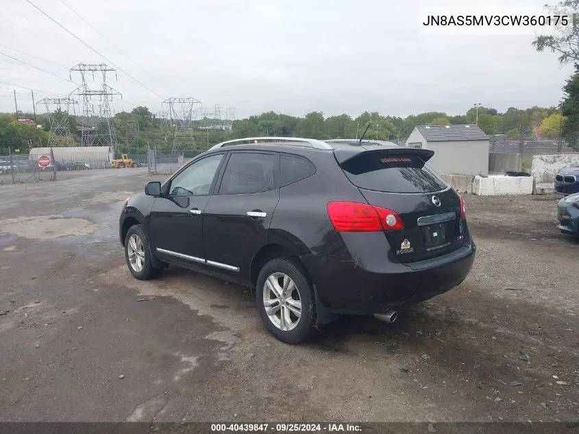 2012 Nissan Rogue Sv VIN: JN8AS5MV3CW360175 Lot: 40439847