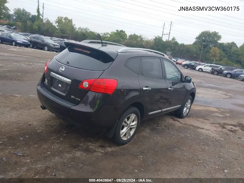 2012 Nissan Rogue Sv VIN: JN8AS5MV3CW360175 Lot: 40439847