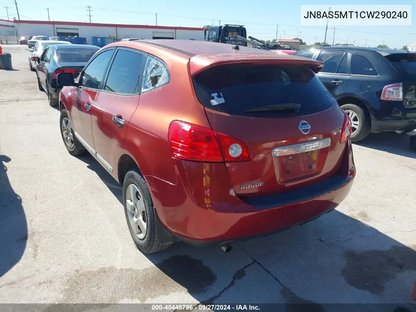 2012 Nissan Rogue S VIN: JN8AS5MT1CW290240 Lot: 40448786