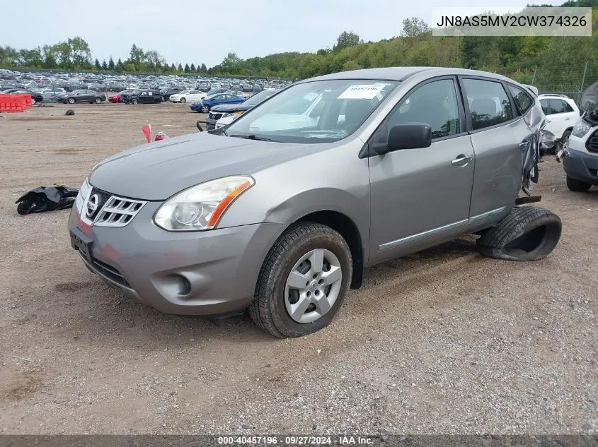 2012 Nissan Rogue S VIN: JN8AS5MV2CW374326 Lot: 40457196