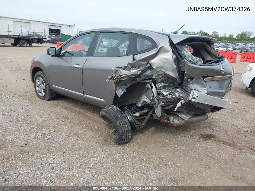 2012 Nissan Rogue S VIN: JN8AS5MV2CW374326 Lot: 40457196