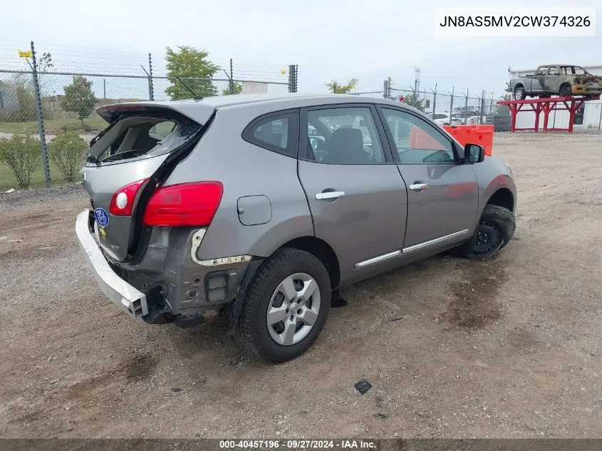 2012 Nissan Rogue S VIN: JN8AS5MV2CW374326 Lot: 40457196