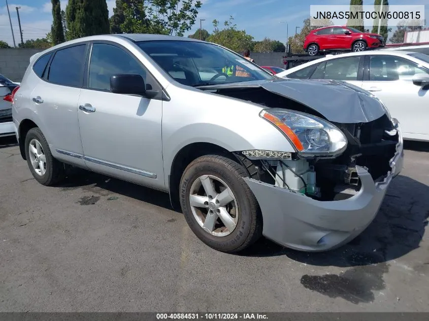 2012 Nissan Rogue S VIN: JN8AS5MT0CW600815 Lot: 40584531