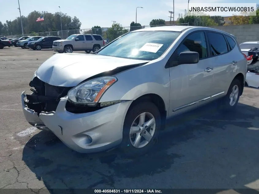 2012 Nissan Rogue S VIN: JN8AS5MT0CW600815 Lot: 40584531