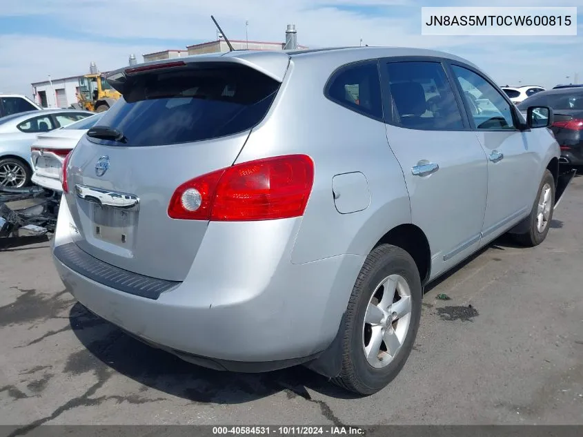 2012 Nissan Rogue S VIN: JN8AS5MT0CW600815 Lot: 40584531