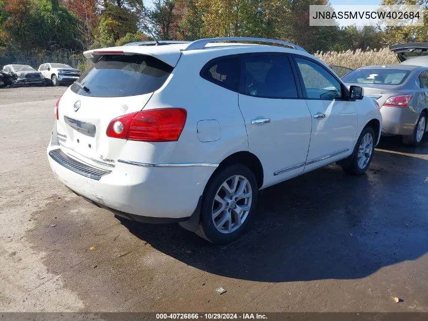 2012 Nissan Rogue Sv W/Sl Pkg VIN: JN8AS5MV5CW402684 Lot: 40726866