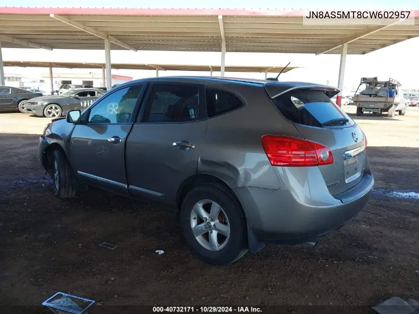 2012 Nissan Rogue S VIN: JN8AS5MT8CW602957 Lot: 40732171