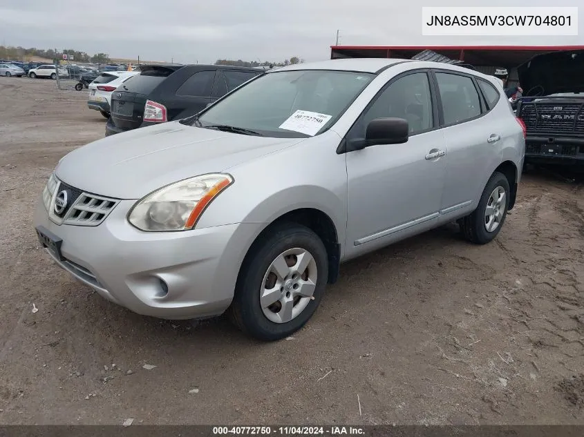 2012 Nissan Rogue S VIN: JN8AS5MV3CW704801 Lot: 40772750