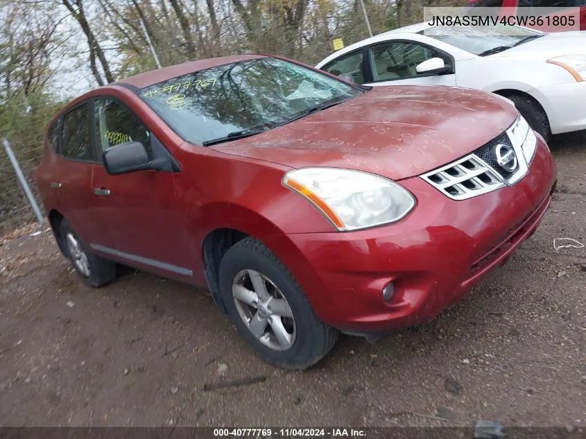 2012 Nissan Rogue S VIN: JN8AS5MV4CW361805 Lot: 40777769