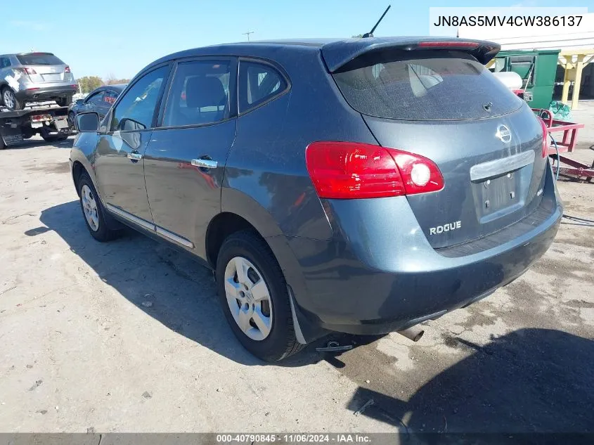 2012 Nissan Rogue S VIN: JN8AS5MV4CW386137 Lot: 40790845