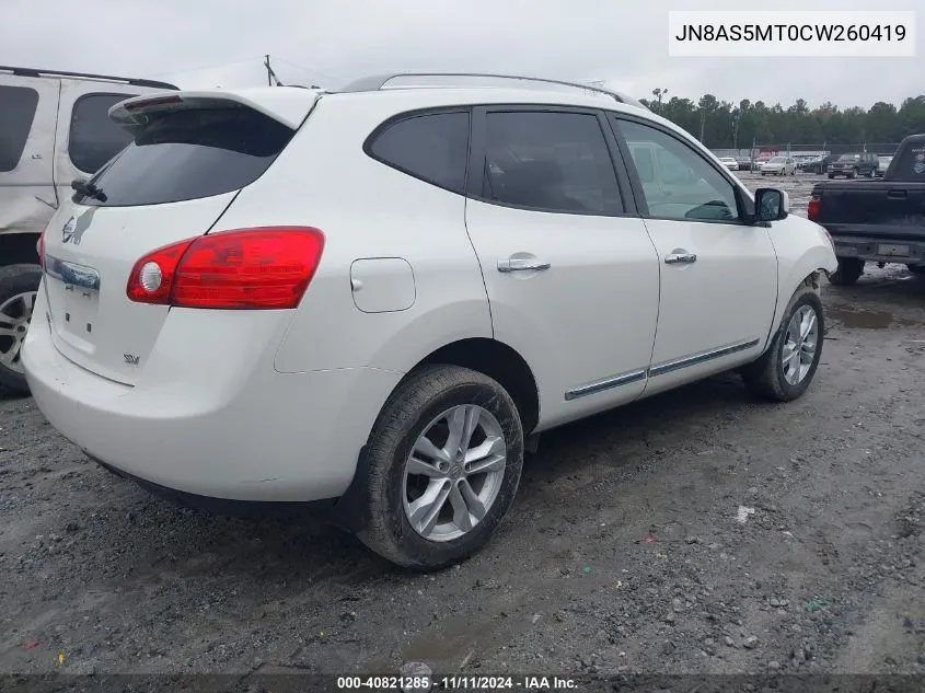 2012 Nissan Rogue Sv VIN: JN8AS5MT0CW260419 Lot: 40821285