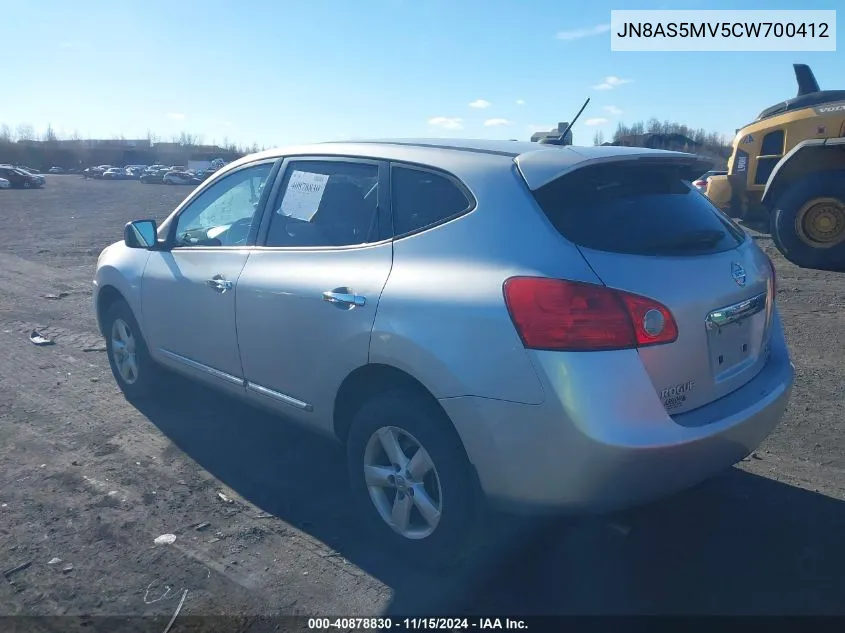 2012 Nissan Rogue S VIN: JN8AS5MV5CW700412 Lot: 40878830