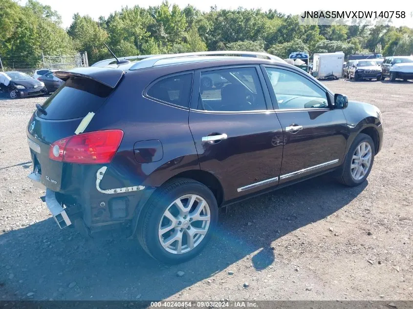 2013 Nissan Rogue Sv W/Sl Pkg VIN: JN8AS5MVXDW140758 Lot: 40240454