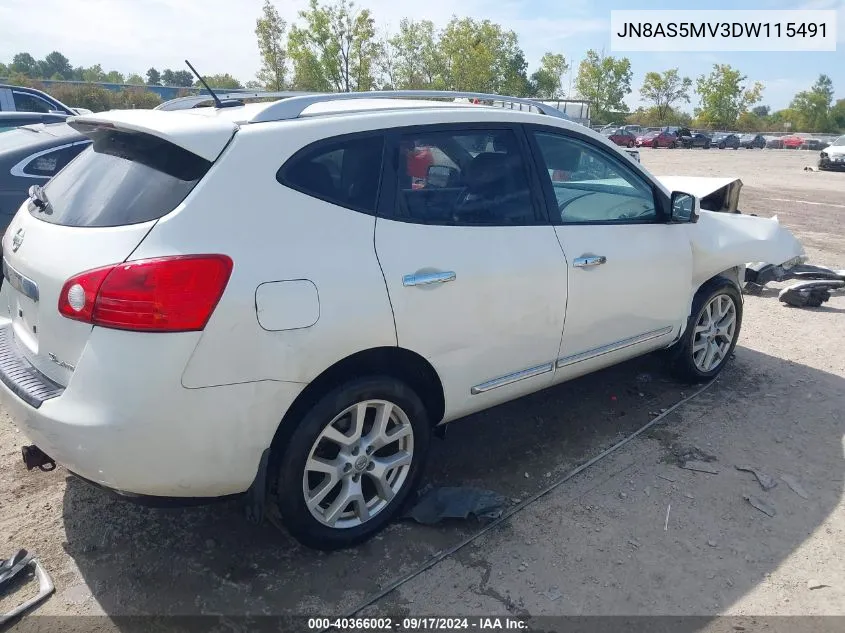 2013 Nissan Rogue Sv W/Sl Pkg VIN: JN8AS5MV3DW115491 Lot: 40366002