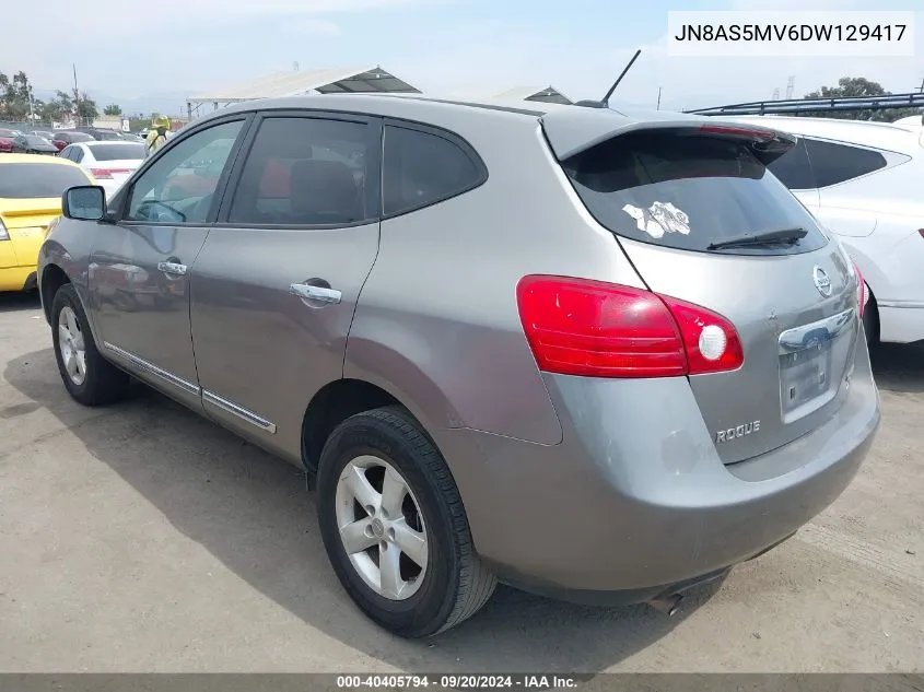 2013 Nissan Rogue S VIN: JN8AS5MV6DW129417 Lot: 40405794