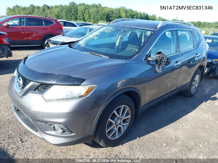 2014 Nissan Rogue S/Sl/Sv VIN: 5N1AT2MV5EC831346 Lot: 12063785