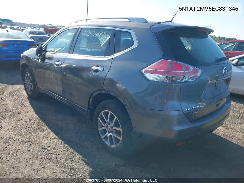 2014 Nissan Rogue S/Sl/Sv VIN: 5N1AT2MV5EC831346 Lot: 12063785