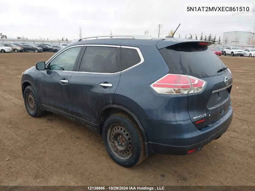 2014 Nissan Rogue VIN: 5N1AT2MVXEC861510 Lot: 12138686