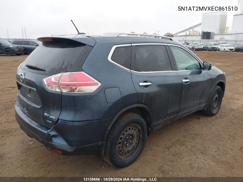 2014 Nissan Rogue VIN: 5N1AT2MVXEC861510 Lot: 12138686