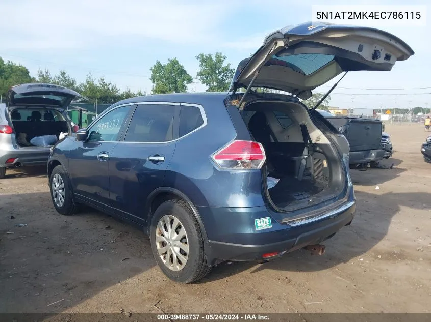 2014 Nissan Rogue S VIN: 5N1AT2MK4EC786115 Lot: 39488737