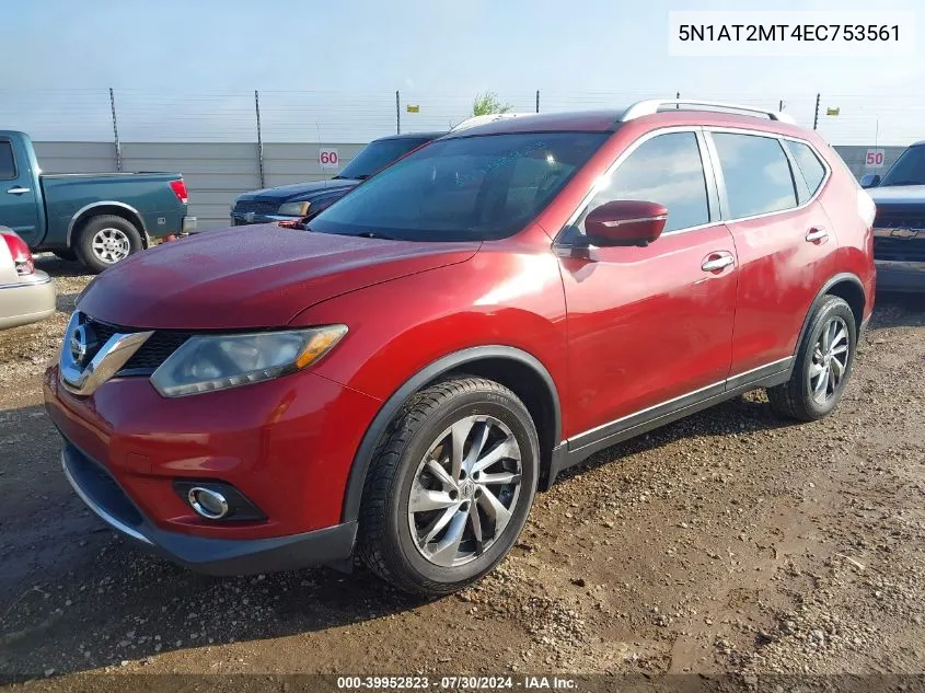 2014 Nissan Rogue Sl VIN: 5N1AT2MT4EC753561 Lot: 39952823