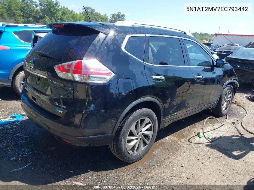 2014 Nissan Rogue Sl VIN: 5N1AT2MV7EC793442 Lot: 39970646