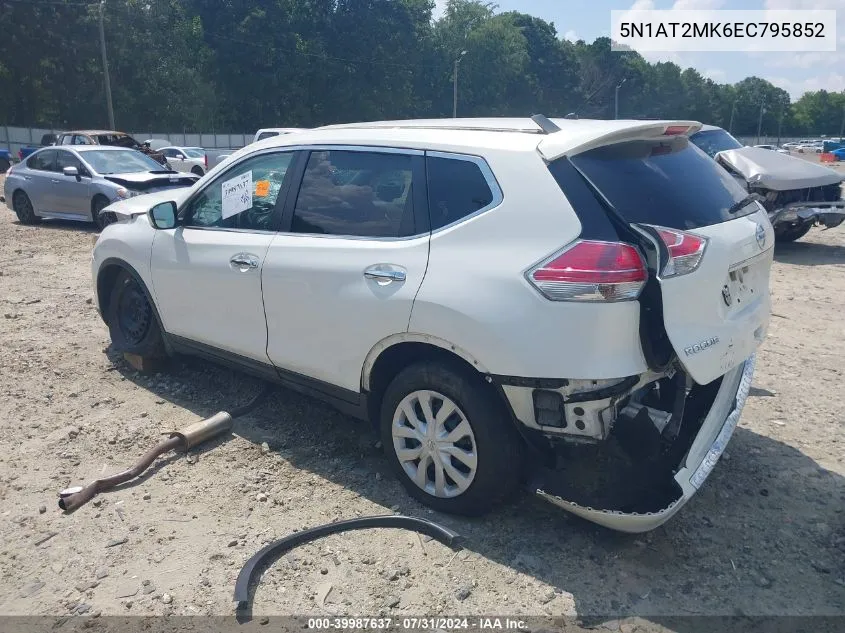 2014 Nissan Rogue S VIN: 5N1AT2MK6EC795852 Lot: 39987637