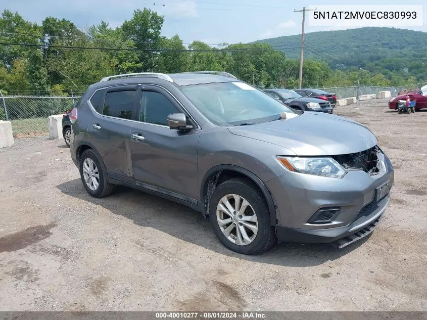 2014 Nissan Rogue Sv VIN: 5N1AT2MV0EC830993 Lot: 40010277