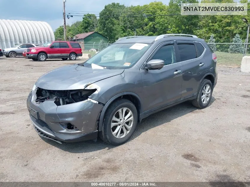 2014 Nissan Rogue Sv VIN: 5N1AT2MV0EC830993 Lot: 40010277