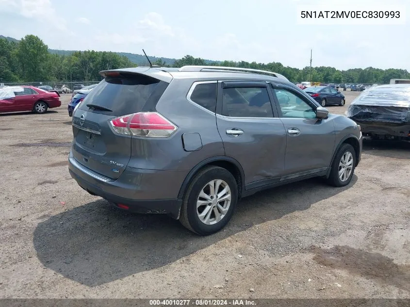 2014 Nissan Rogue Sv VIN: 5N1AT2MV0EC830993 Lot: 40010277