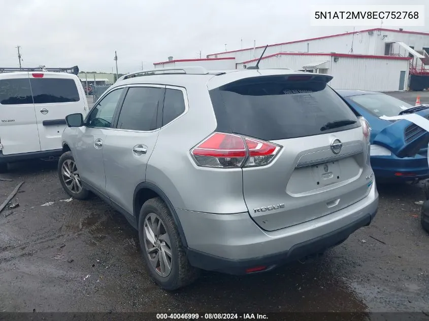 2014 Nissan Rogue Sl VIN: 5N1AT2MV8EC752768 Lot: 40046999