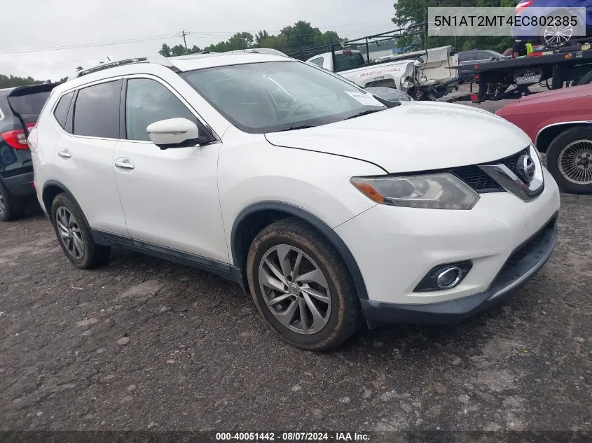 2014 Nissan Rogue Sl VIN: 5N1AT2MT4EC802385 Lot: 40051442