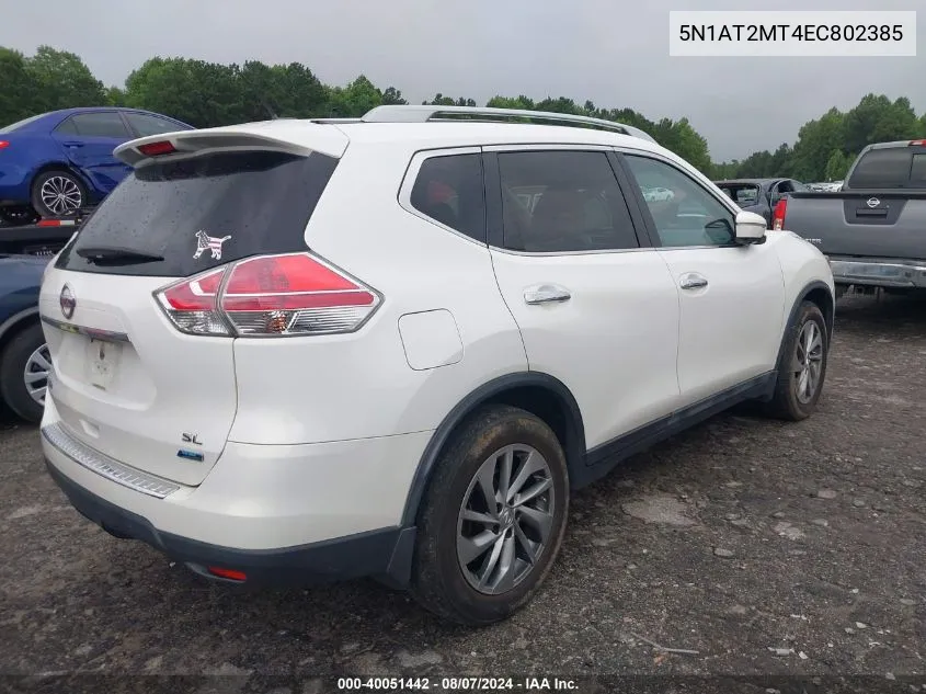 2014 Nissan Rogue Sl VIN: 5N1AT2MT4EC802385 Lot: 40051442