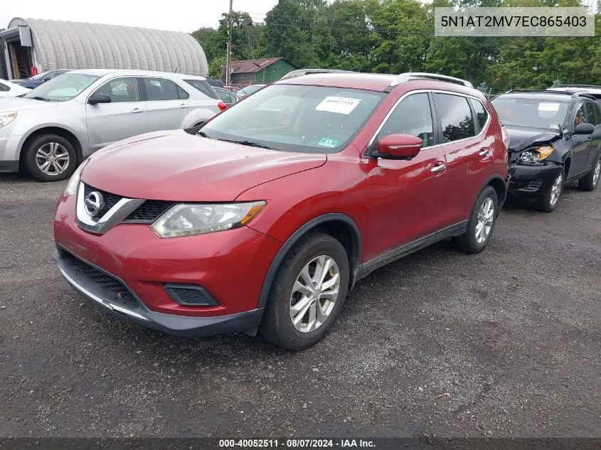 2014 Nissan Rogue Sv VIN: 5N1AT2MV7EC865403 Lot: 40052511