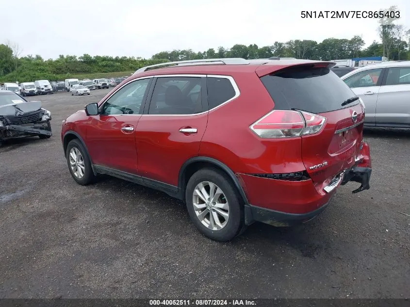 2014 Nissan Rogue Sv VIN: 5N1AT2MV7EC865403 Lot: 40052511