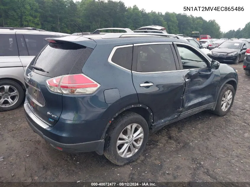 2014 Nissan Rogue Sv VIN: 5N1AT2MV4EC865486 Lot: 40072477