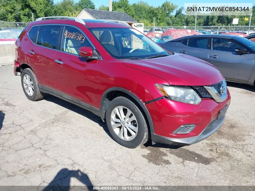 2014 Nissan Rogue Sv VIN: 5N1AT2MV6EC854344 Lot: 40085383