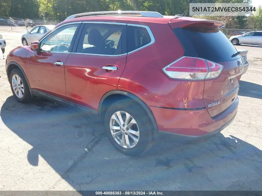 2014 Nissan Rogue Sv VIN: 5N1AT2MV6EC854344 Lot: 40085383