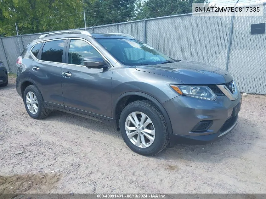 2014 Nissan Rogue Sv VIN: 5N1AT2MV7EC817335 Lot: 40091431