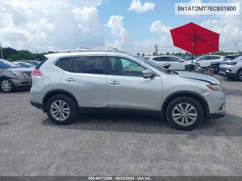 2014 Nissan Rogue Sv VIN: 5N1AT2MT7EC801800 Lot: 40173296