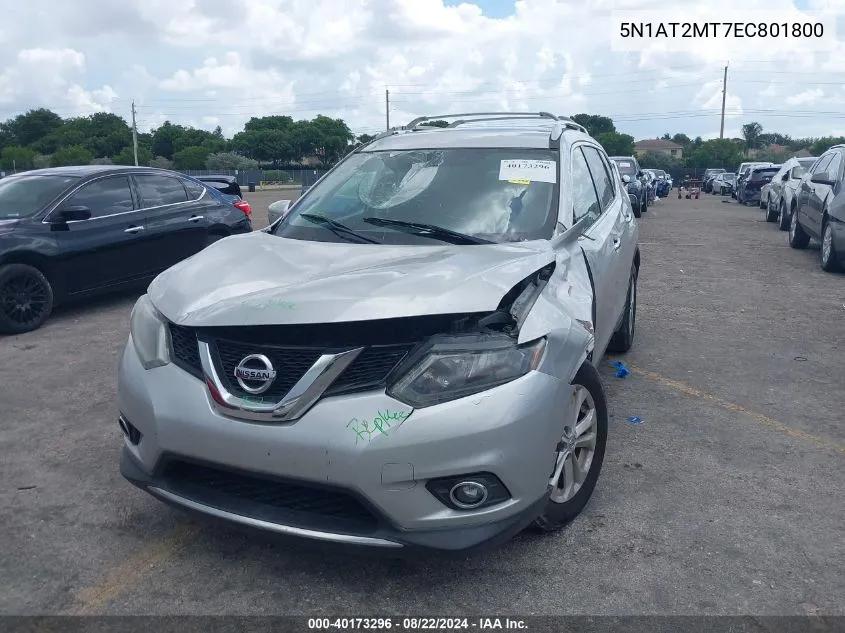 2014 Nissan Rogue Sv VIN: 5N1AT2MT7EC801800 Lot: 40173296